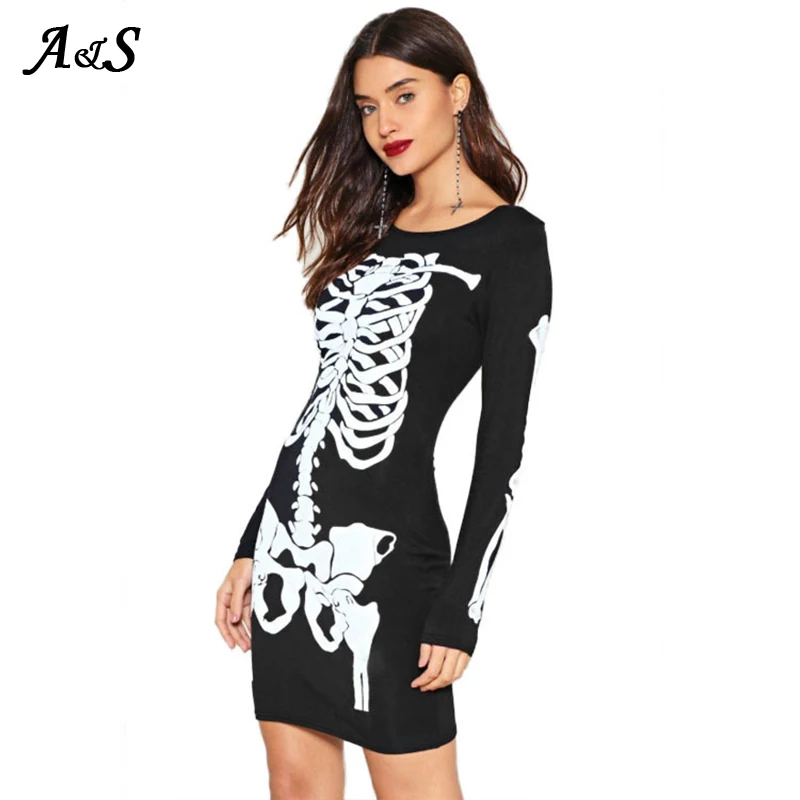 Женское облегающее платье Anbenser повседневное черное в стиле панк с длинными