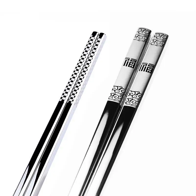 Metal Gifts Black Healthy Long Chinese Alloy Fishs Chopsticks Dragon Anti Stainless Iron Sticks Tableware Non Slip Sushi Rice | Дом и сад