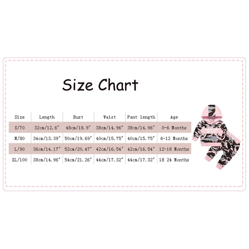 

Baby Girls Clothing Newborn Infant Camouflage Hooded Sweatshirt Trousers Pants 2pcs Outfits for 0-24M Toddler Kids