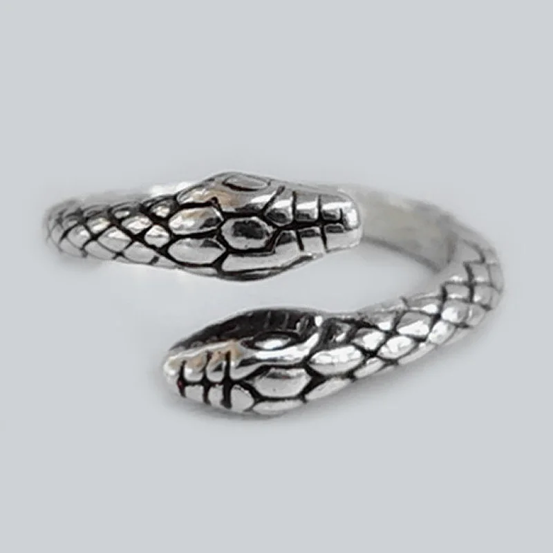 

2021 Vintage Ring Alloy Two Headed Snake Ring Snake Ring Women Adjustable Jewelry Opening Ring Animal Finger Ring Metal Ring