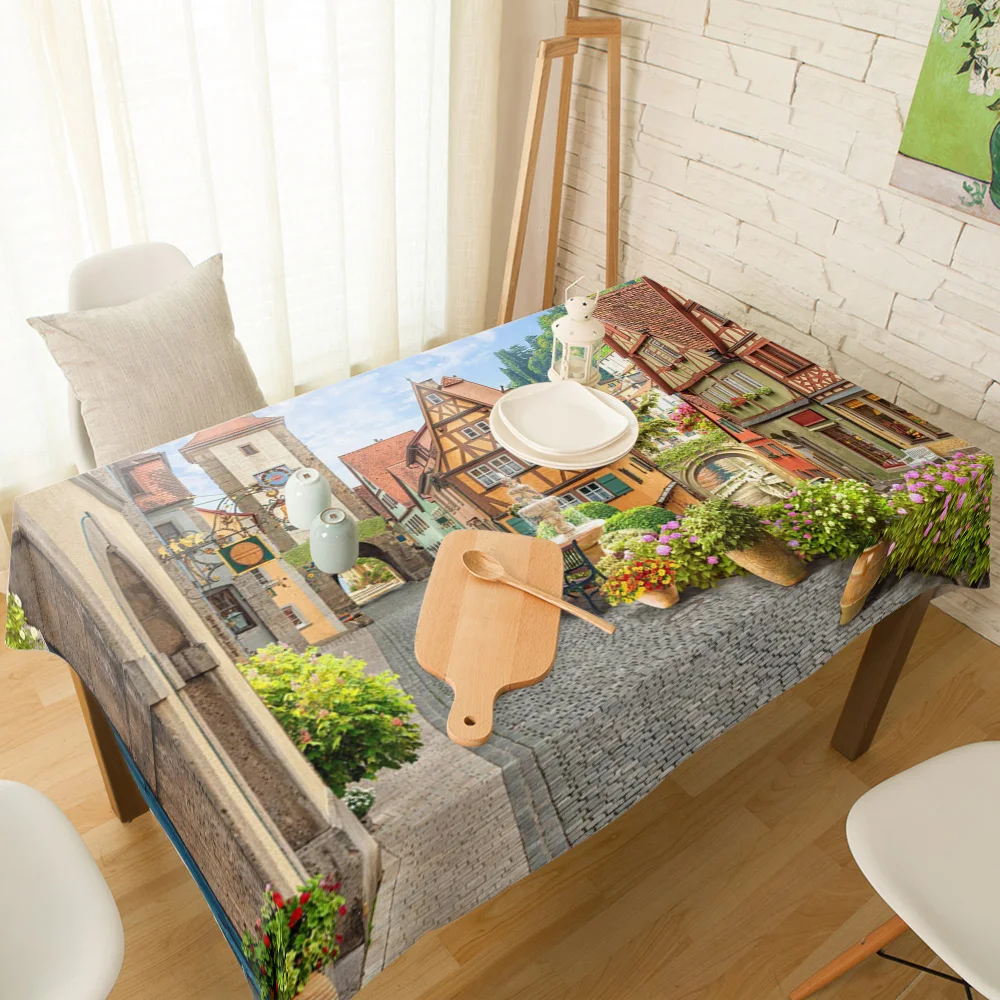 Итальянская скатерть с цветами для уличного дома прямоугольная Свадебная