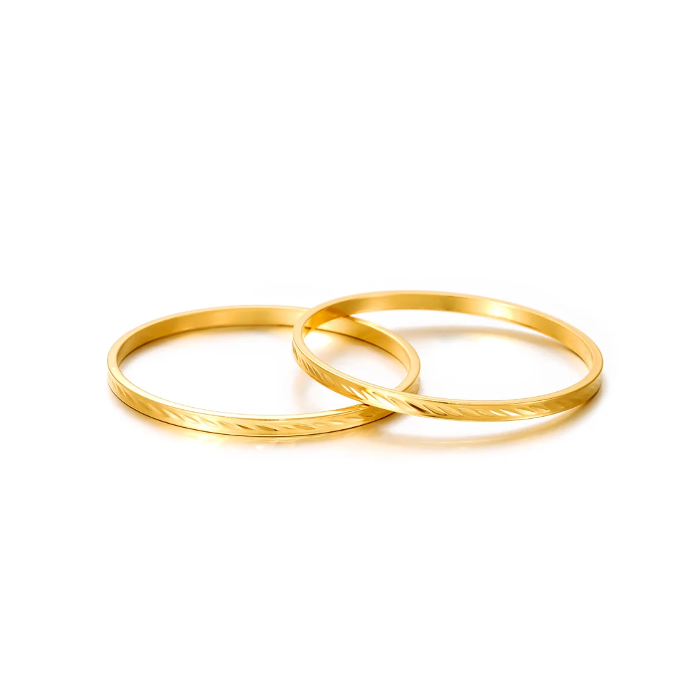 

Zoeyella 2PCS Dia 5.0cm Ethiopian Dubai African Party Gifts Gold Color Simple Bracelets Bangles for Kid Children SJ357B