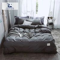 liv esthete luxury dark gray bedding set soft printed duvet cover flat sheet double queen king bed linen bed sheet as gift