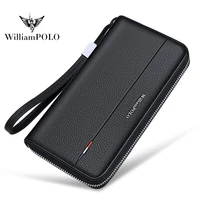 williampolo rfid frequency identification wallet mens long 100 leather card bag large capacity multi function card clip walle