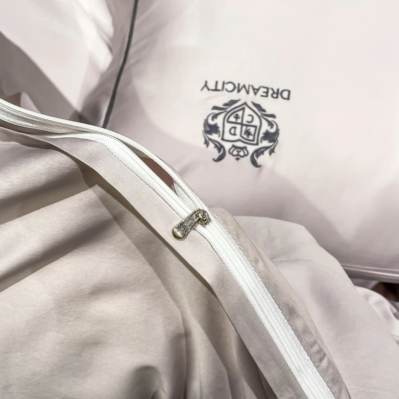 

High quality luxury cotton bedding set satin duvet cover Silky quilt cover soft Egyptian flat/fitted bed sheet pillowcases