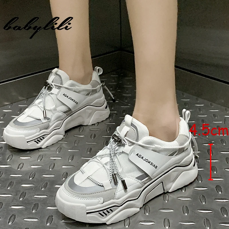 Женские кроссовки модные блестящие массивные коллекция 2019 года Летняя обувь