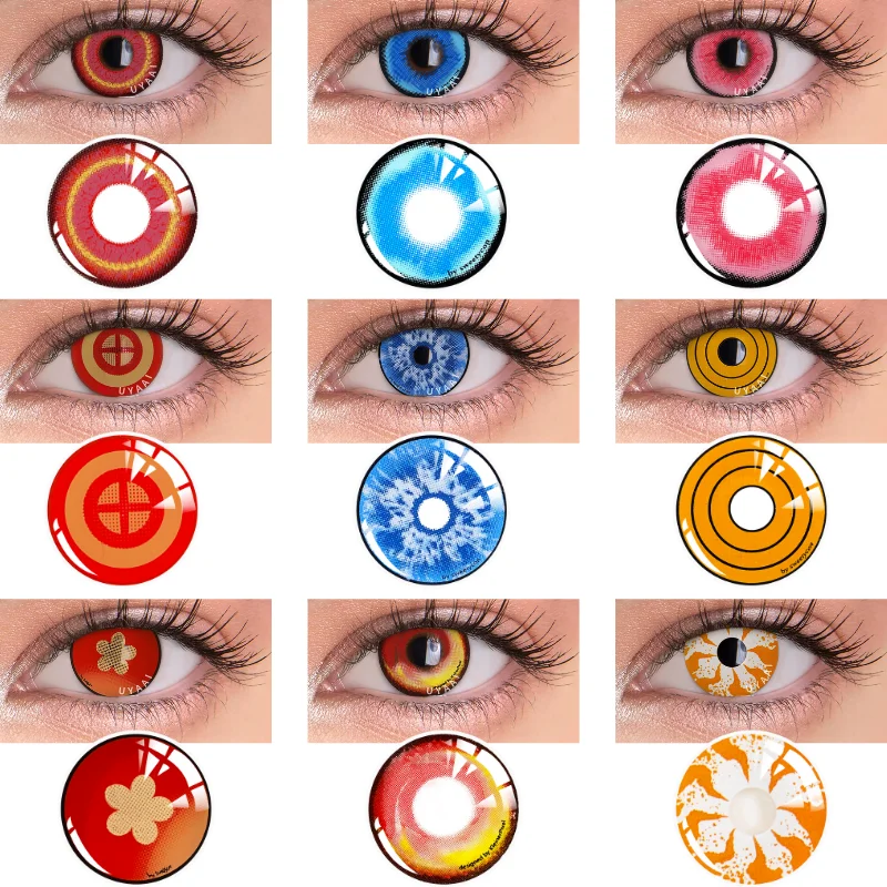 

UYAAI 2Pcs/Pair Cosplay Contact Lenses Multicolored Contact Lenses Anime Accessories Anime Lenses Halloween Makeup Eye Contact