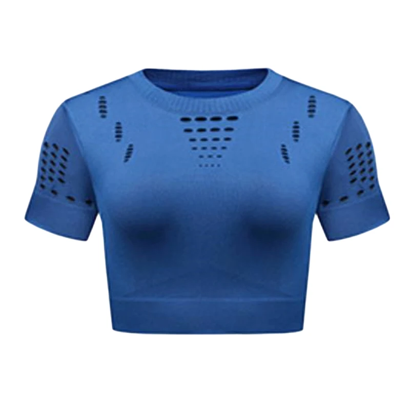 Женская футболка топ для фитнеса Спортивная с коротким рукавом летние дышащие