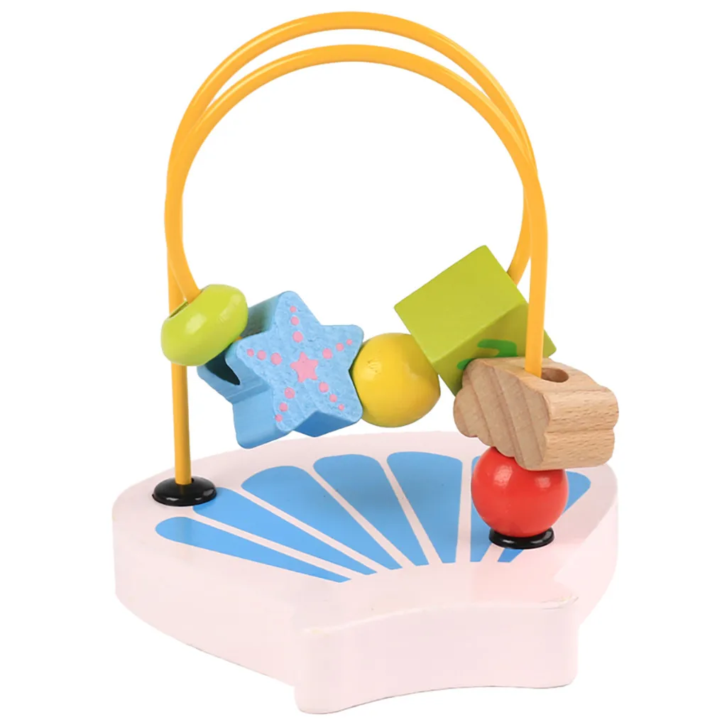 Boys Girls Educational Baby Kids Wooden Circles Around Beads Wire Maze Roller Coaster Toy Toddler Infant Intelligence Toys#g4 | Игрушки и