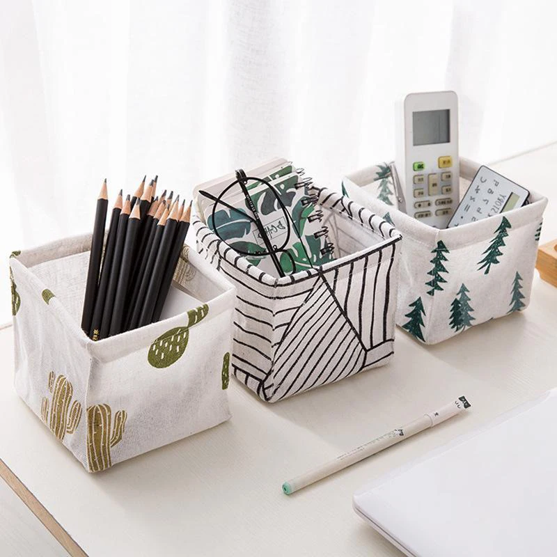 

Cotton Linen Waterproof Storage Box Stationery Cosmetics Sundries Sorting For Office Home SP99