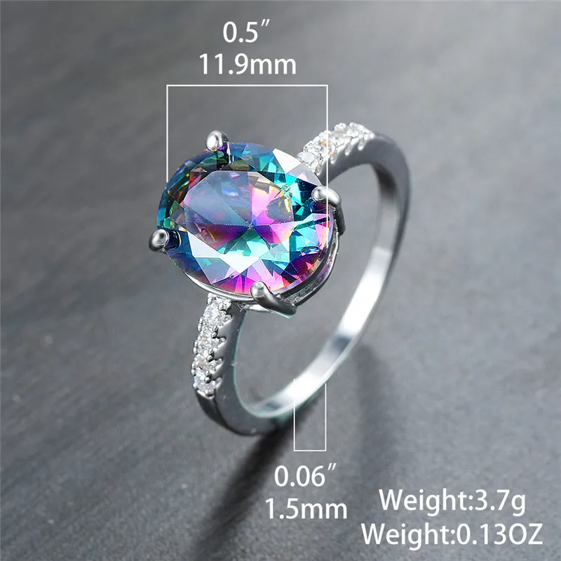 Загадочное женское кольцо с радужным кристаллом и камнем очаровательные