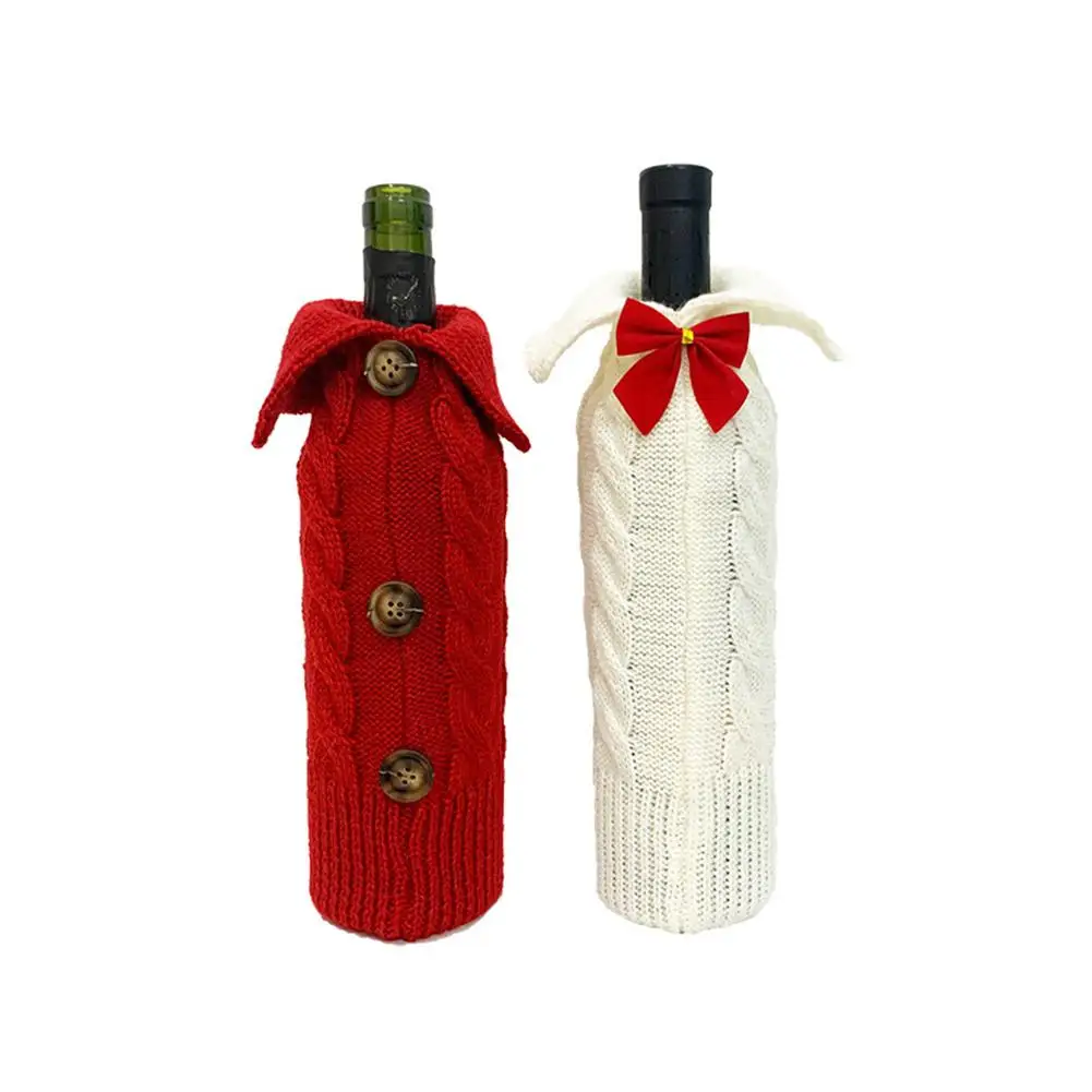 

1 Pcs Christmas Knitted Red Wine Bottle Covers Bag For Wine Bottles Christmas Decoration Sweater For Party Home Decor