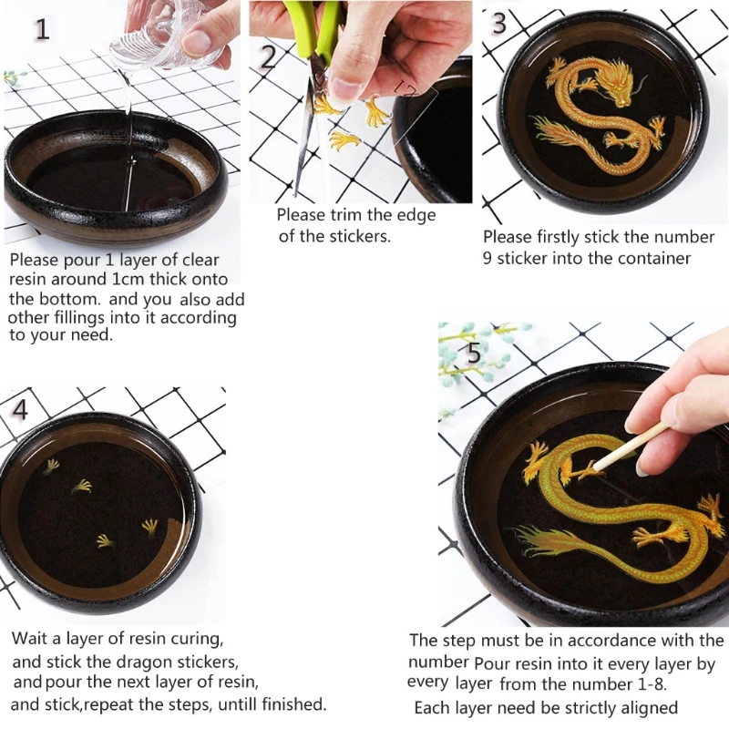 9 шт. яркие китайские пленки с золотым Драконом | Украшения и аксессуары