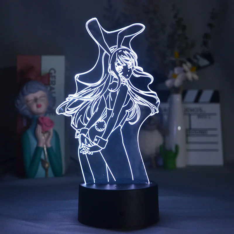 

USB 3D Настольная лампа с сенсорным выключателем, ночник с подключением, светильник с Bluetooth, украшение для комнаты Sakurajim Mai, Подростковый подаро...