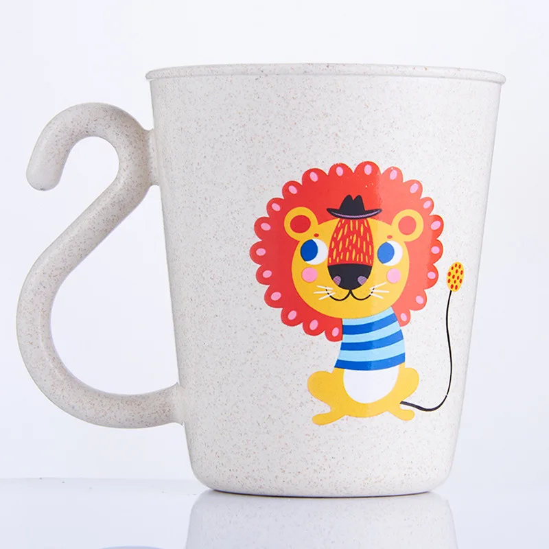 1PC Cartoon Baby Drinking Water Feeding Plastic Mug Infant Brush Teeth Washing Cup with Handle Child Breakfast Drink Tasse | Мать и