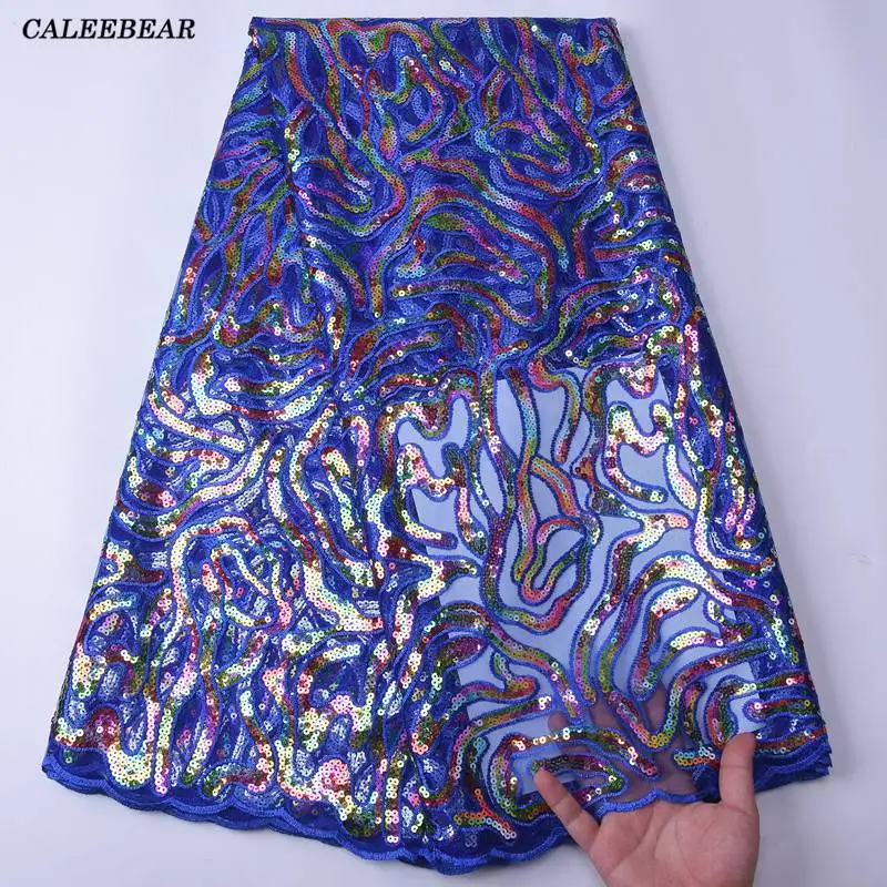 Новинка 2020 королевский синий Африканский французский тюль кружевная ткань