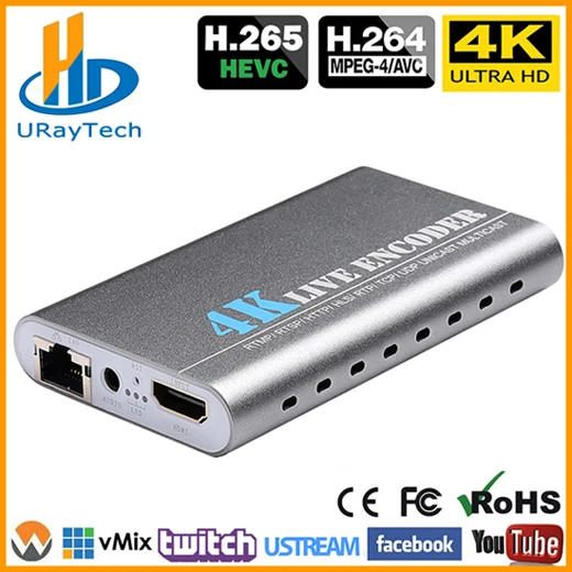 URay 3840*2160 P 30fps 4K Ultra HD HEVC HDMI к IP видео кодер H.265 H.264 IPTV кодер живого потокового кодировщика H265 сервер - Цвет: LAN Port