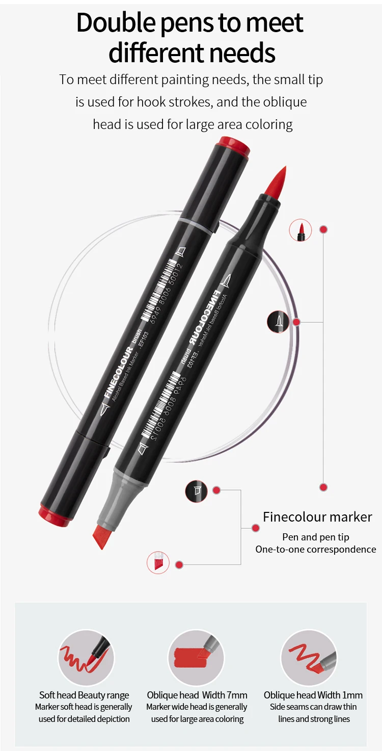 Finecolour EF103 художественный маркер 240 цветов профессиональный двойной наконечник Мягкая головка кисти спиртовые чернила масляные маркеры Комический дизайн товары для рукоделия