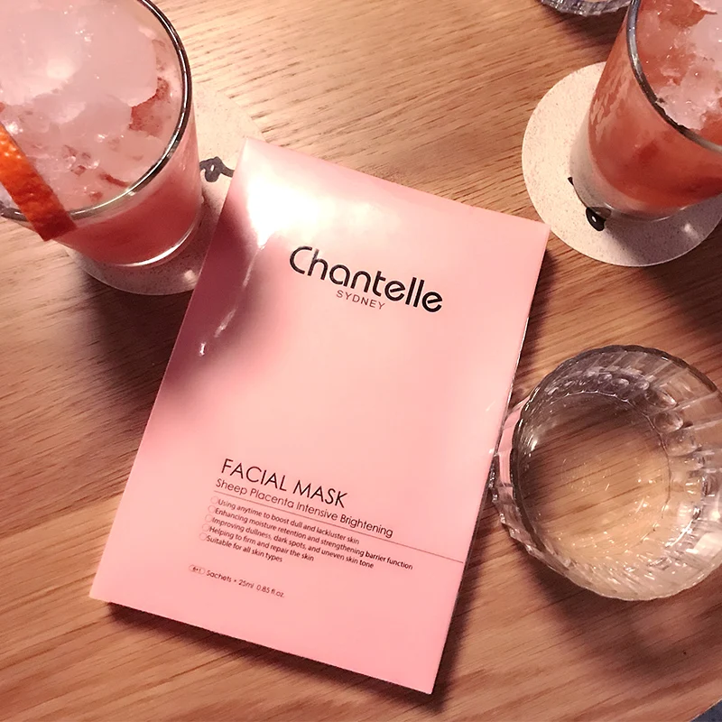 Австралийская розовая биоплацентная маска для лица chantella 7 шт. осветляет тон кожи