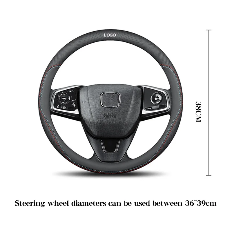 

Кожаный чехол на руль для Honda Civic CRV VEZEL Accord Four Seasons, впитывает влагу, воздухопроницаемость в салоне автомобиля