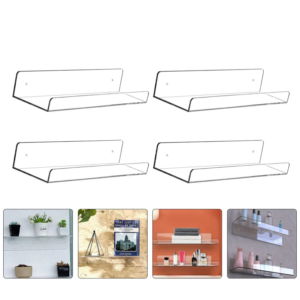 

1pc Acrylic Wall Shelf Wall Mounted Storage Rack Kitchen Seasoning Shelf