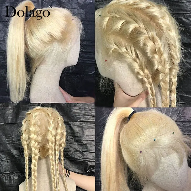 Blonde 613 613 парики из натуральных волос на кружевной основе медовый блонд прямой 360 парик из натуральных волос на кружевной основе бразильский прозрачный полный парик из Dolago - Цвет: Blonde 613