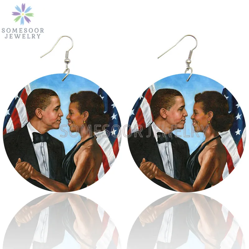 SOMESOOR черная история герой лидер искусство деревянные висячие серьги президент