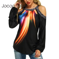 jocoo jolee elegant long sleeve off shoulder printing tops and blouses women oversized shirt casual chiffon blouses blusas