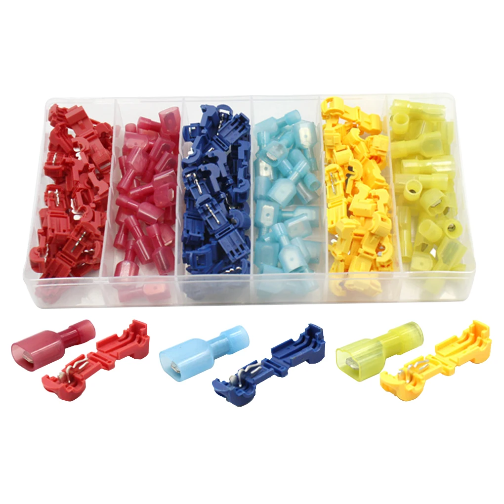 120pcs Quick Electrical Cable Connectors T-shape Wire Splitter Snap Splice Lock Terminal Crimp Waterproof Insulated | Обустройство