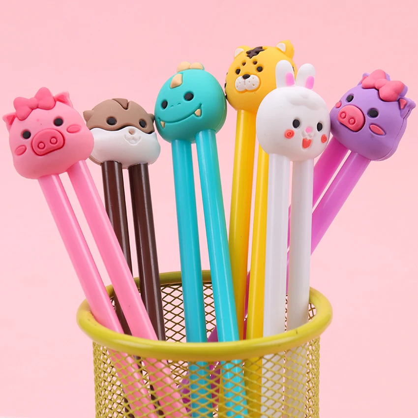 2 шт./пара ленивый штраф ручка 0,5 мм, принт с героями мультфильмов Kawaii, Животные записи пара гелевая ручка школы и офиса письменные принадлежности Канцтовары для студентов