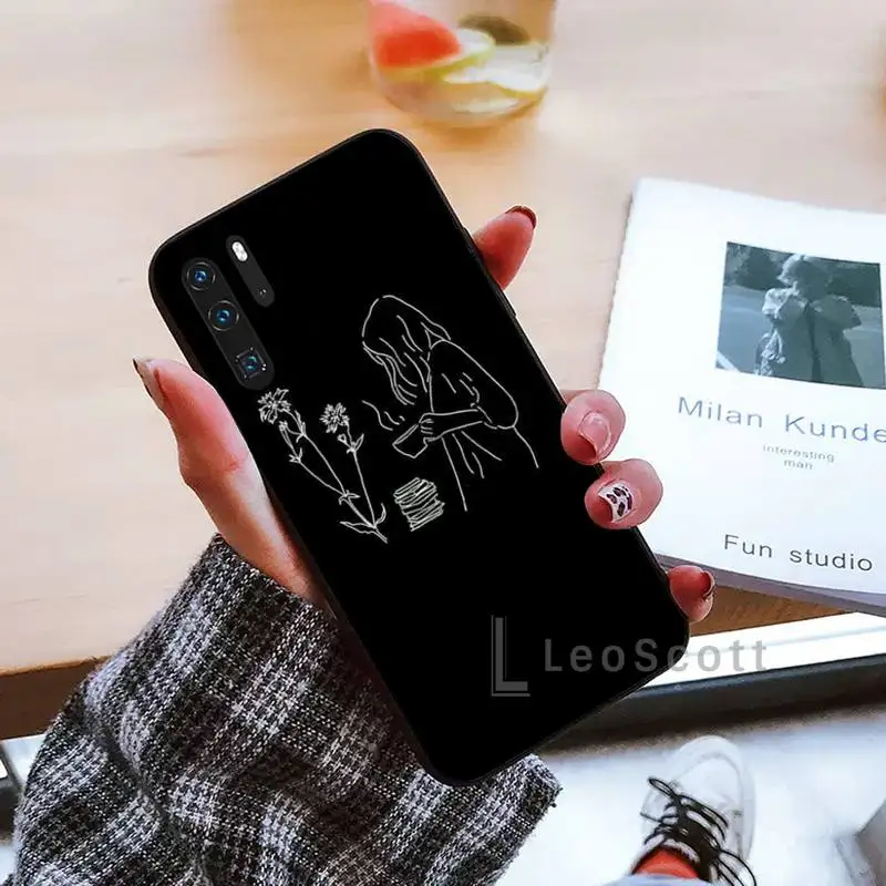

Black Sexy Art Rose Lover Harajuku Phone Case black For Huawei honor Mate mate P 10 9X 10i 20 30 40 y7 lite pro p smart 2019