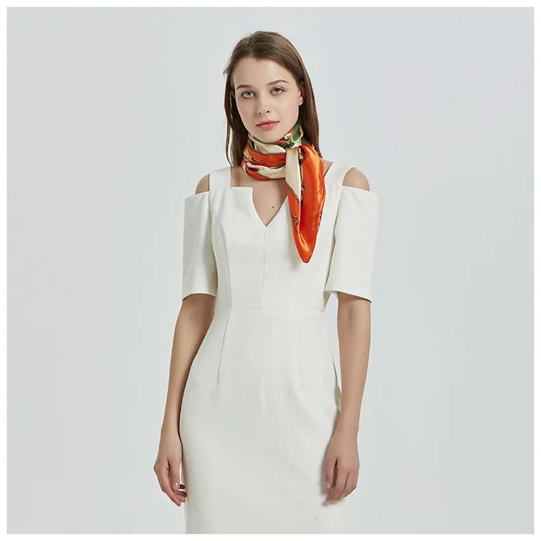 2020 90x90 многоцелевой женский Шелковый саржевый шарф с цепным принтом атласный