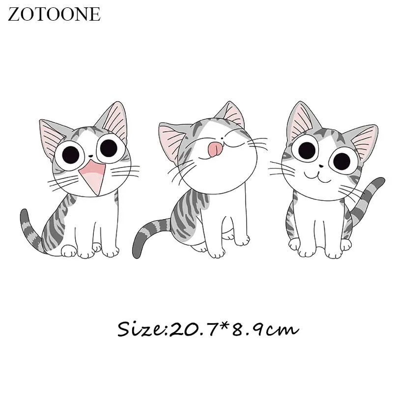 Термонаклейки ZOTOONE для глажки с изображением милых кошек нашивки детской одежды