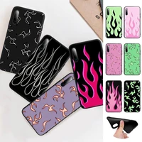 flame fire pattern phone case huawei p9 p10 p20 p30 p40 lite pro p smart 2019 2020 silicone cover
