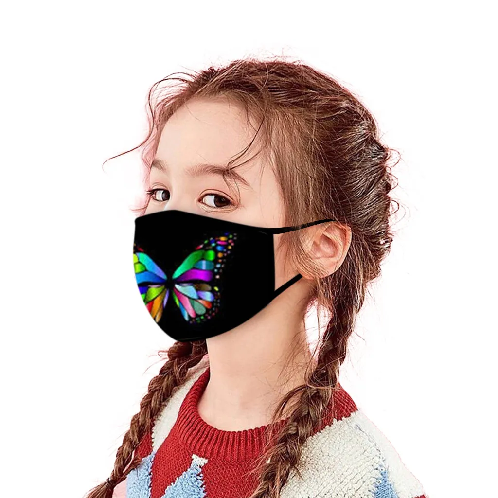 1PC Children's Face-mask Mouth Cover Butterfly Printed Outdoor Child Kids Mask Masque Enfant Black Anti-dust Party Safety маска | Дом и