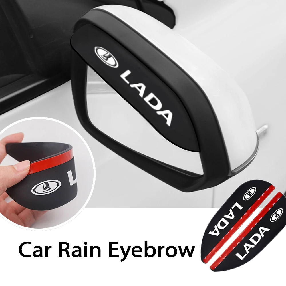 

2Pcs Car Rearview Mirror Rubber Rain Eyebrow Sun Shade Rainproof Protector For LADA Niva 2107 Samara Granta Kalina Priora Vesta