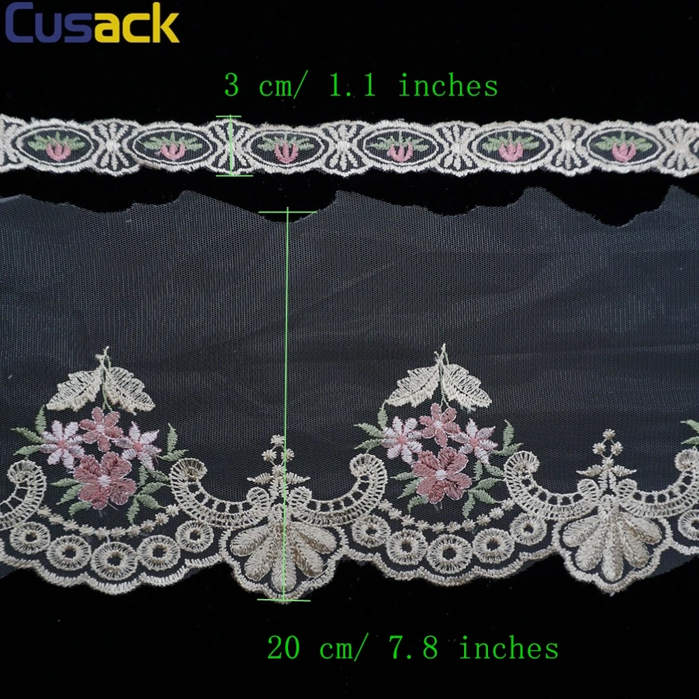 Сетчатая вышитая Цветочная кружевная отделка Cusack 3 ярда 20 см для дивана стула