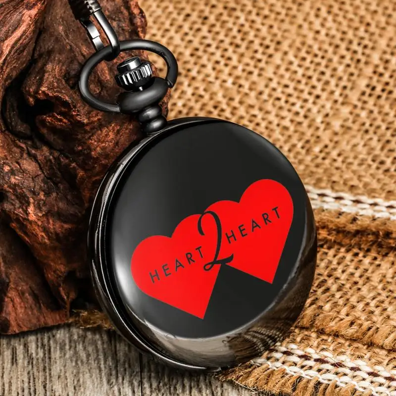 

Red Heart Shaped Quartz Pocket Watch Heart to Heart Arabic Digital Dial Alloy Chain Couples Watch Anniversary Present For Lover