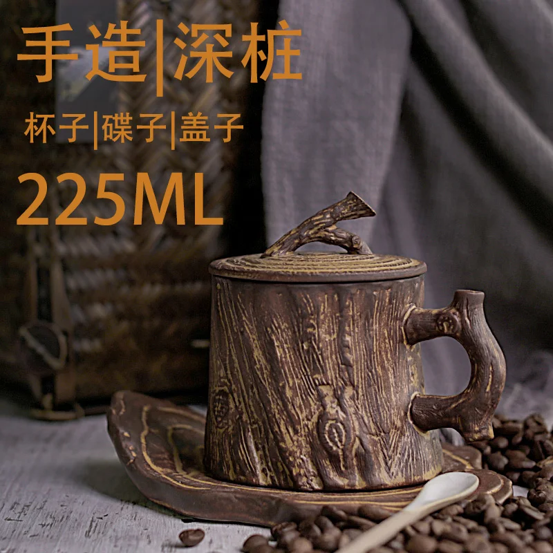 

Creative Ceramic Cup Coffee Reusable Funny Teacup and Saucer Vintage Eco Friendly Ceramic Chinese Tazas Cafe Kitchenware BD50BD