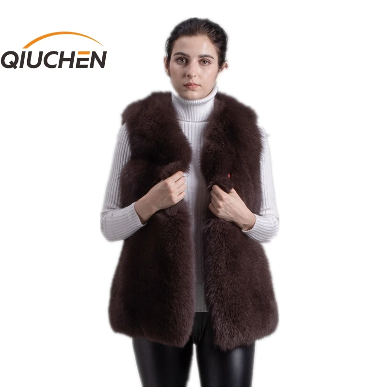Новинка 2021 лидер продаж женский жилет QIUCHEN PJ8004 из натурального Лисьего меха