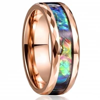 8mm3 stainless steel ring abalone shell inlaid trimming craft ring fashion jewelry accessories