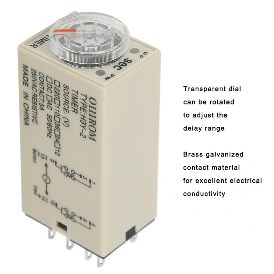 Реле времени H3Y 2 таймер задержки 8 Pin 0 ~ 1 секундный циферблат Тип сроки 5A для