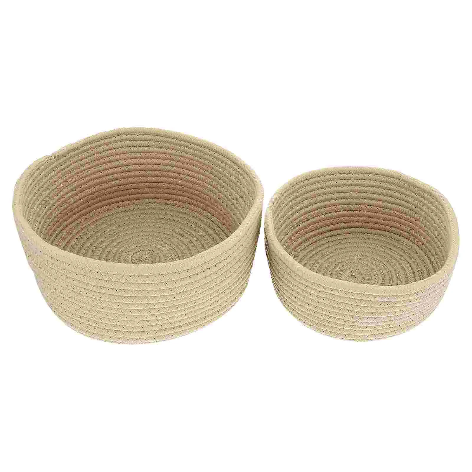2pcs Cotton Storage Baskets Woven Storage Baskets Desktop Storage Baskets