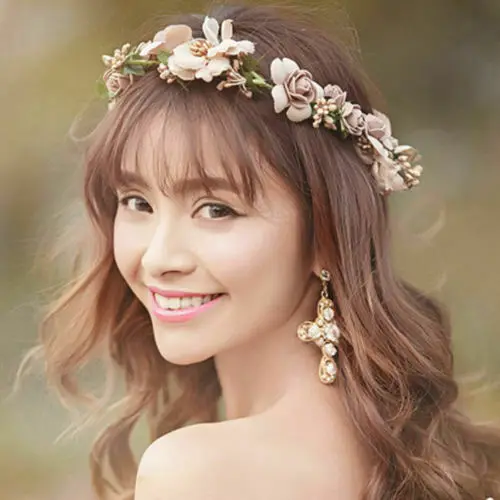 

Fashion Sweet Rose Flower Headband Floral Wedding Hair Garland Headwear Crown Hairband Accessories