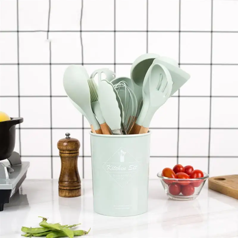 

11pcs Silicone Turner Soup Spoon Spatula Brush Scraper Egg Beater Pasta Server Tong Non-Stick Kitchen Cooking Utensils