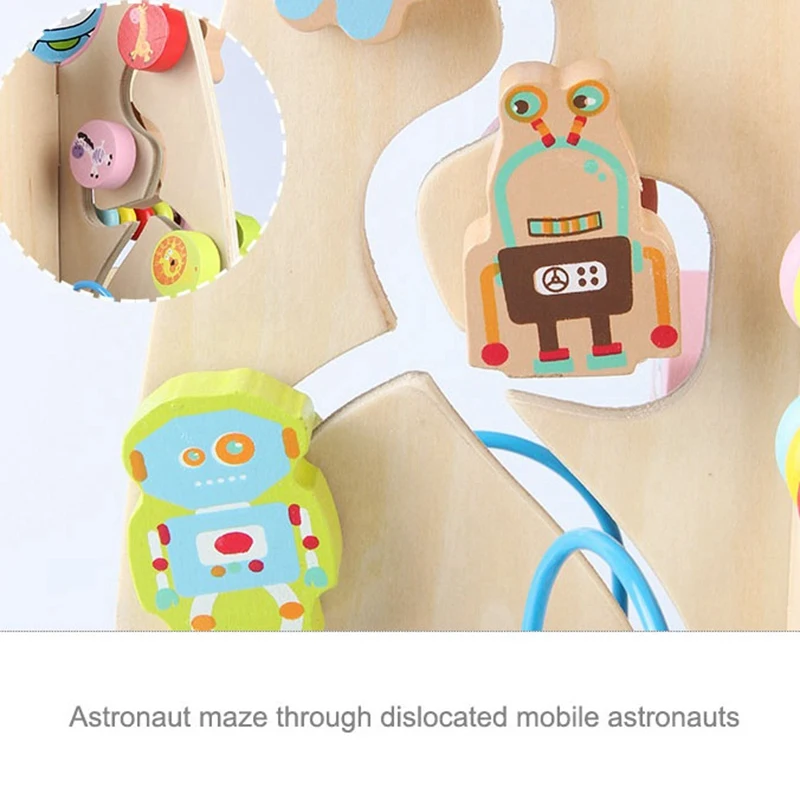 

Rocket Bead Toy Multi-Activity Rocket Wooden Bead Maze Gear Play Center Children Learning Education Toy