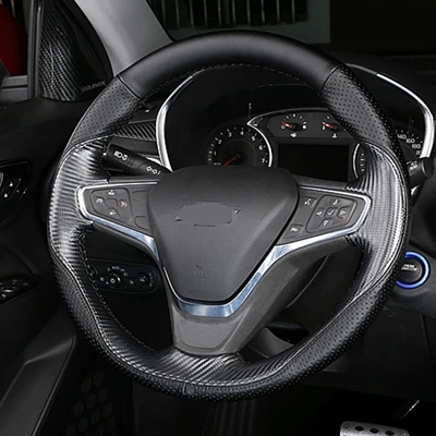 DIY крышка рулевого колеса автомобиля из натуральной кожи для Chevrolet Explorer Malibu XL Buick Velite 5 автомобильные аксессуары - Название цвета: Carbon fiber