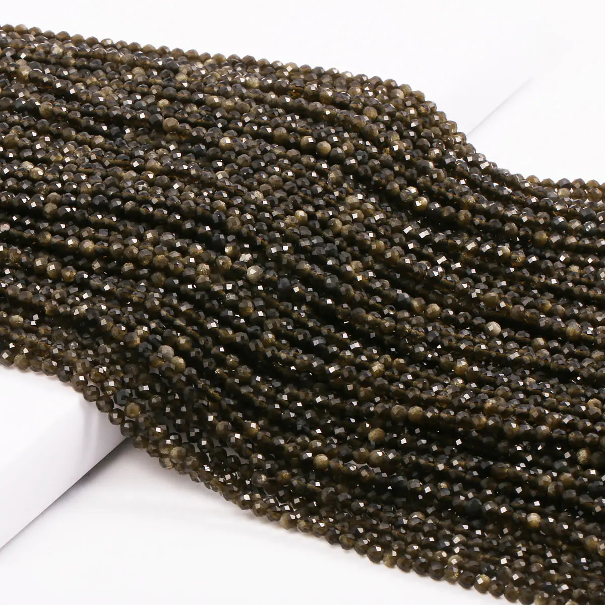 

Natural Gold Obsidian Beads 2 3mm Micro Stone Beads Section Loose Beads for Jewelry DIY Bracelet Necklace Making Gifts