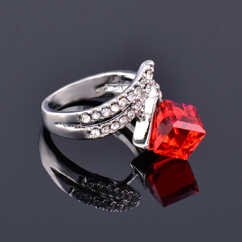 SINLEERY обручальные кольца с красным синим квадратным кубическим кристаллом