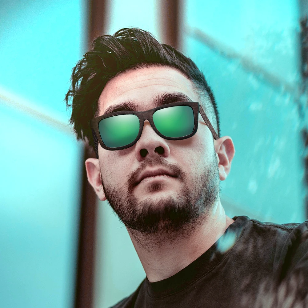 New Fashion 2021 Natural Bamboo Wooden Sunglasses Handmade Polarized Mirror Coating Lenses Sun Eyewear for Men With Gift Box